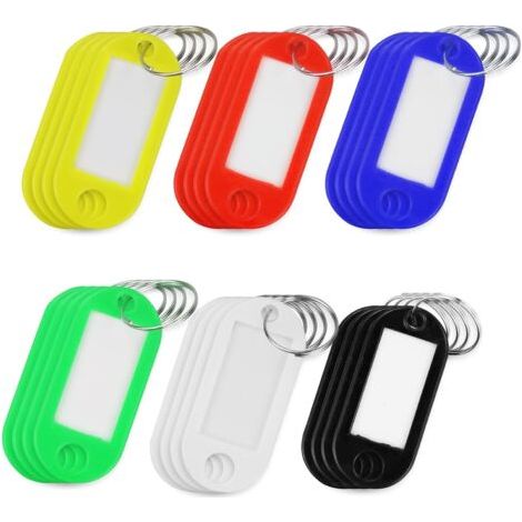 24 Porte Clef Etiquette, Porte-Clés en Plastique 6 Couleurs, Porte clés couleur étiquette Inscriptibles pour clés de maison, étiquettes à bagages, de Nom D'animal de Compagnie Étiquettes (1/5)