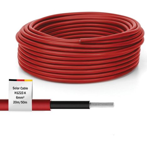 DIGITUS CÂBLE D'INSTALLATION SOLAIRE - 50 M - SECTION DE CONDUCTEUR 6 MM² - H1Z2Z2-K - GAINE XLPO - RÉSISTANT AUX UV ET AUX INTE