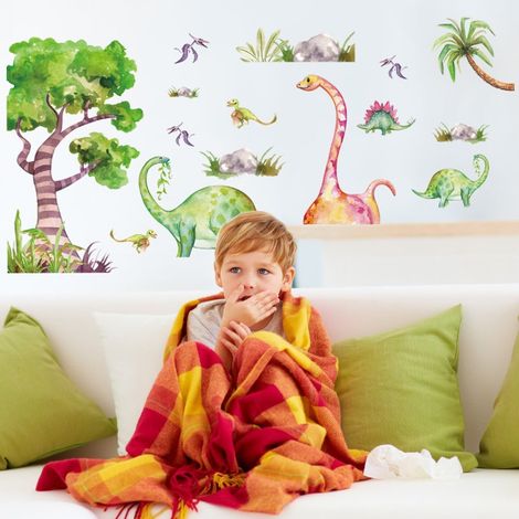 Sticker mural dinosaure aquarelle (Dimensions : 126 cm x 61 cm) (1/5)