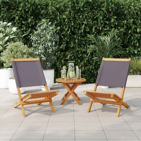 Chaises de jardin lot de 2 Chaises d'extérieur anthracite bois acacia massif tissu (1/5)