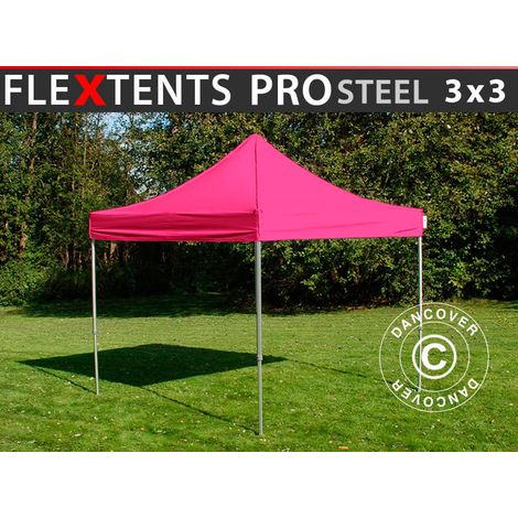 Pop up gazebo FleXtents PRO Steel 3x3 m Pink