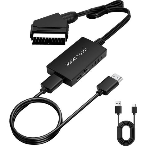 Adaptateur péritel vers HDTV, convertisseur audio vidéo HD 1080p avec câble HDTV, pour HDTV, STB, VHS, Sky, DVD, Blu-ray, etc (1/5)