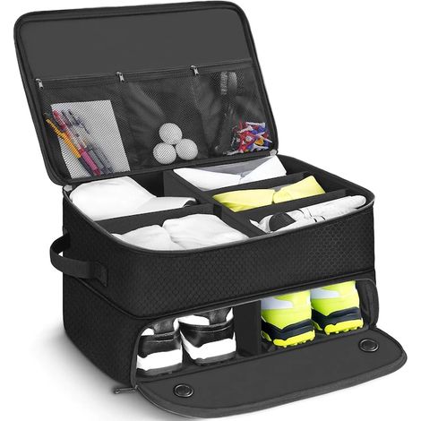Organizer per bagagliaio auto a 2 livelli, multifunzionale, impermeabile, borsa portaoggetti a 7 scomparti, con fori di ventilazione, maniglie laterali e struttura solida realizzata in materiale resis (1/5)