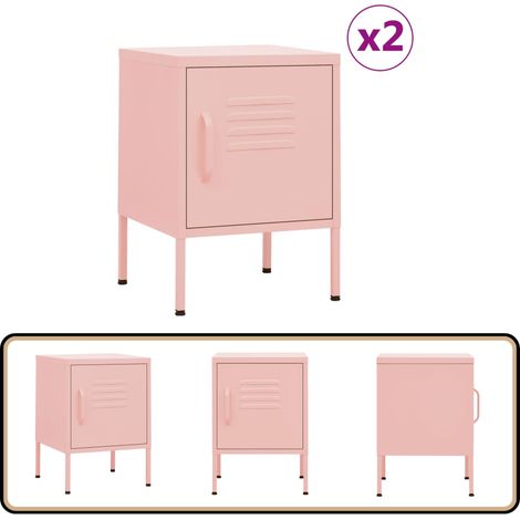 Tables de chevet 2 pcs Rose 35x35x51 cm Acier - Table De Chevet - Meuble De Chambre - Table D'appoint - Armoire De Lit - Mobilier Design (1/5)