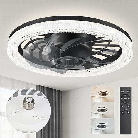 Ventilateur Plafond avec Éclairage LED - Lumière Chaude à Froide (3000K-6500K) - Télécommande - Idéal Chambre & Petit Salon - 31x13cm (1/5)