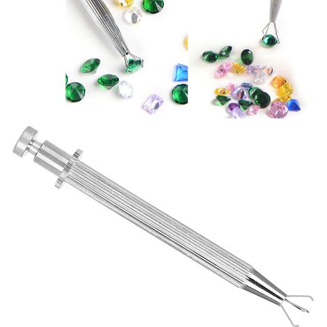 Pince à bijoux porte-bijoux, outil de ramassage, pince à diamants et pierres précieuses à 4 griffes (longue) (1/5)