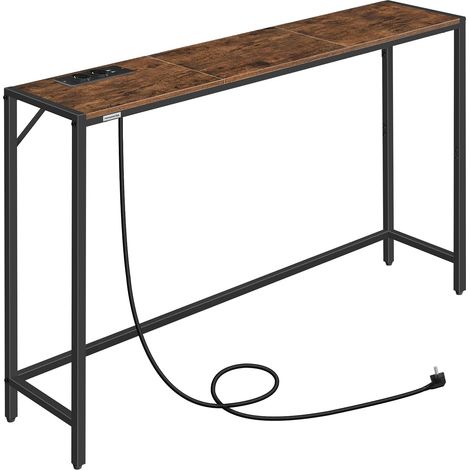 Table Console, Bout de Canapé avec Design étroit, Table d’Entrée, Cadre métallique, Utilisée Derrière canapé, Style Minimaliste, pour Salon, entrée, Hall Marron (1/5)