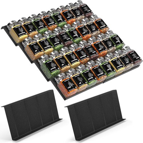 Rangement Epices Tiroir 8 Pièces Réglable (23-46 cm) Organisateur d'Épices pour Tiroir Rangement Epices Extensible pour Cuisine Support Multifonction pour Épices, Médicaments, Cosmétiques (1/5)