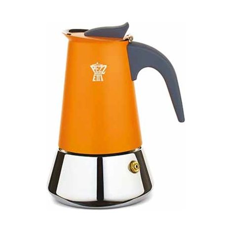 Cafetiere italienne - PEZZETTI - STEELEXPRESS - Acier inoxydable - 2 tasses 85 ml - Tous feux dont induction - Orange