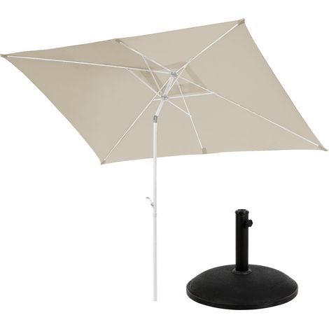 SVITA Sonnenschirm Set mit Schirmständer 3x2m Balkonschirm rechteckig Beige