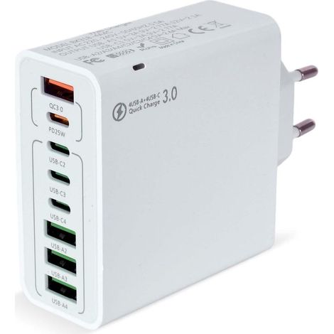 Chargeur Multiple Rapide 120W, 8 Ports Chargeur Rapide USB C, Chargeur Secteur, Adaptateur Prise De Charge USB, avec QC 3.0 Fast Charger, pour iPhone, Samsung, Xiaomi, Huawei (1/5)