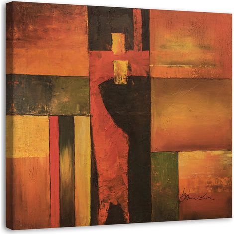 Tableau sur toile Abstrait Orange Marron 60x60 (1/5)