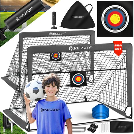 KESSER® Fußballtor Kinder Pop-Up 2er Set Fußball-Tore Faltbar mit Glasfaserstangen & hochwertigen Tornetzen für Indoor, Outdoor & Garten Anthrazit