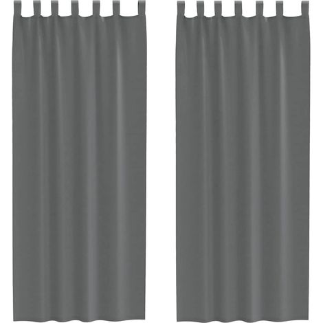 Maison Exclusive - Voile Vorhänge mit Schlaufen 2 Stk. Dunkelgrau
