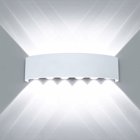 Moderne Imperméable Lampe Murale LED Applique Murale Up Down Aluminium Lèche-murs LED Intérieur Extérieur pour Salle de Bains Chambre à Coucher Couloir Salon Porche Escalier, 12W Blanc (1/3)