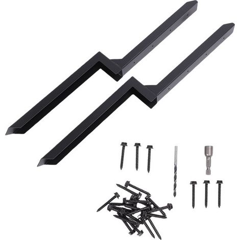 Kit de réparation de poteau de clôture, piquet de sol d'ancrage en acier robuste pour Support en bois cassé incliné, 2 pièces (1/2)