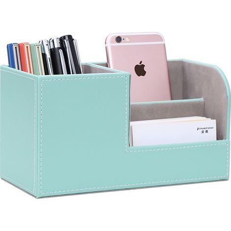 Boîte de rangement de papeterie en cuir（Petit porte-stylo vert menthe） (1/5)