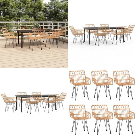 7-tlg. Garten-Essgruppe Poly Rattan - Poly Rattan - Gartenmöbel (1/5)