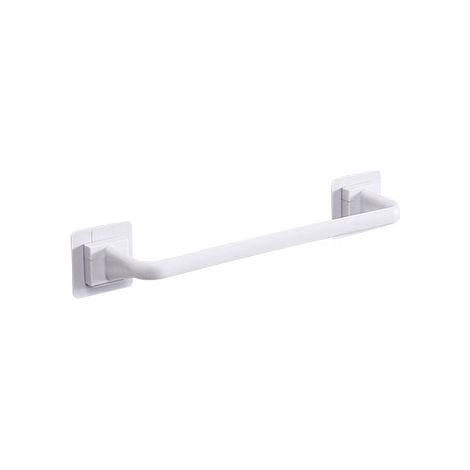 Toallero de plástico sencillo, soporte para toallas sin perforaciones, estante de almacenamiento, soporte para toallas (corto-blanco) (1/5)