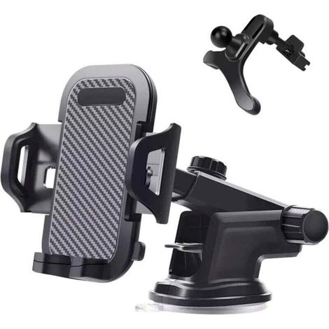 Car Phone Holder - Car Phone Mount, Adjustable Smartphone Holder for Car Dashboard Windshield Cradle, Strong Suction Cup (1/4)