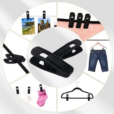 10 Wäscheklammern aus Samt – rutschfest und spurlos – geeignet für Handtücher, Hosen, Röcke, Puppen, Socken (7,1 x 2,2 cm – schwarz) (1/4)