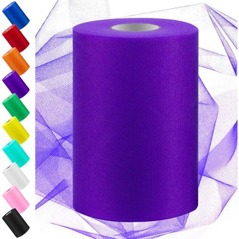 6 Inch by 100 Yards Purplish Red Tulle Fabric Roll, Fabric Spool Tulle Ribbon, Netting Polyester Spool Ideal for DIY Handmade Birthday Party Wedding Decorations Christmas Craft Supplies (1/5)