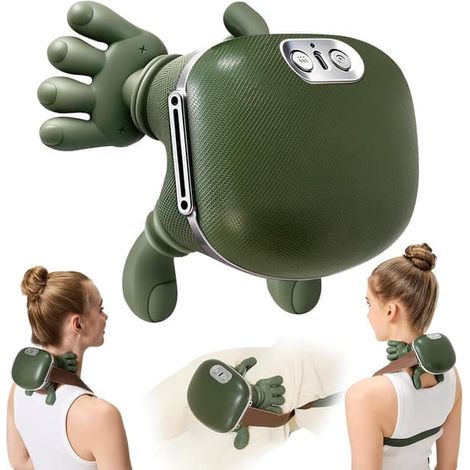 BelleRise - Masseur de cou sans fil 3D chauffant, portable, massage profond des tissus, soulage douleurs cervicales et musculaires (1/5)