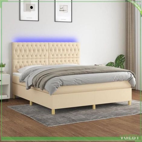 Sommier tapissier avec matelas et LED - 7291712411199 - 160x200 cm - Tête de lit réglable - Ressorts ensachés (1/5)