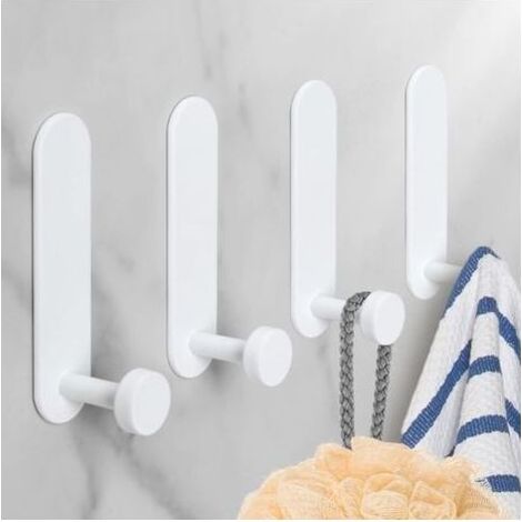 4-teiliges Set selbstklebender Aluminiumhaken – Rostbeständig – Montage ohne Bohren – Für Bad, Küche, Büro (1/5)
