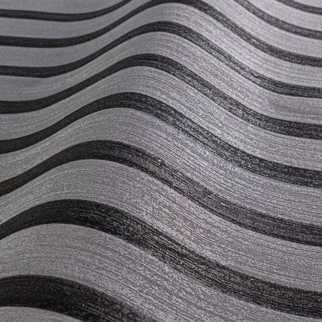 Papier peint effet tasseau bois, gris foncé, salon, salle à manger, cuisine, 786284 (1/4)