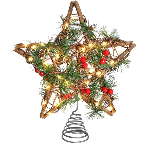 Sapin de Noel, 25 cm Etoile Sapin de Noel Lumineuse,  LED Lights Cime d'arbre de Noël for Festive Christmas Home Décoration