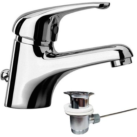Rubinetto miscelatore lavabo lavandino monoforo monocomando paini creta 100, pai 42cr211, con scarico automatico 1 pollice e 1/4 (1/4)