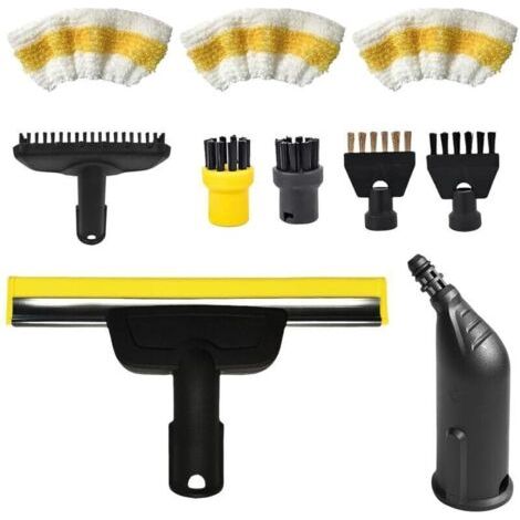 10 Pièces Cleaner Accessoires pour Kärcher SC1 SC2 SC3 SC4 SC5. Brosse Plate. Buse Courbe. Brosse Ronde. Ensemble de Nettoyage Professionnel. Adapté à Tous les Scénarios (Noir)