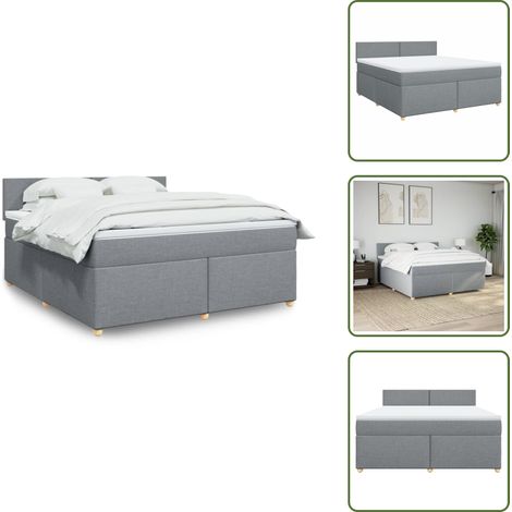 Sommier à lattes de lit avec matelas Gris clair 180x200cm Tissu - Sommier À Lattes De Lit - Sommiers À Lattes De Lit - Lit - Meuble De Chambre À Coucher (1/5)