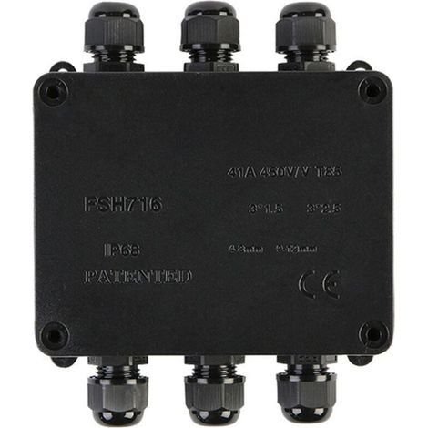Caja de conexiones impermeable IP68, caja de conexiones impermeable para exteriores, caja de conectores de cables de 4 vías para cables de 9-12 mm. (1/4)