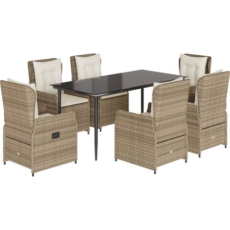 Maison Exclusive - Set comedor de jardín 7 pzas con cojines ratán (1/5)