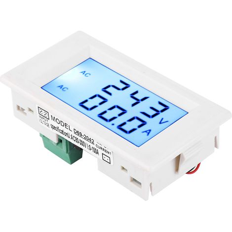 D69-2042 Doppelanzeige-Voltmeter/Amperemeter AC 80–300 V 0–50 A 0–100 A mit Stromwandler, Weiß (1/5)