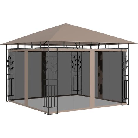Belvédère de Jardin avec moustiquaire 3x3x2,73 m Taupe 180 g/m² - DH28142 (1/5)
