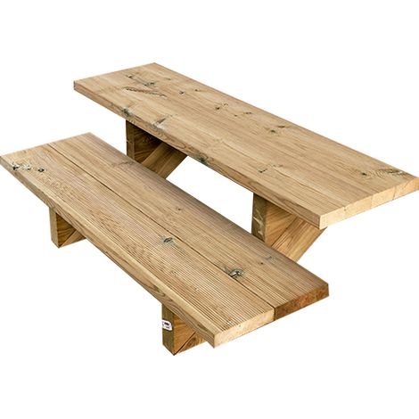 Escalier extérieur bois 2 marches H 37cm L 100cm – Bois autoclave classe 4 – Sans contremarche pour jardin ou terrasse - L-100cm (1/2)