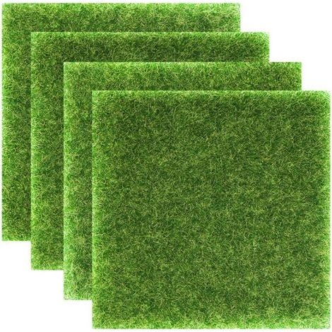 Lot de 4 rouleaux de gazon artificiel pour loisirs créatifs, 15 x 15 cm (1/5)