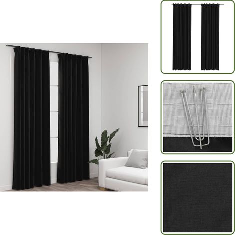 Tende per camera da letto - vidaXL Tende Oscuranti con Ganci Effetto Lino 2 pz Antracite 140x225cm - Tende per ufficio