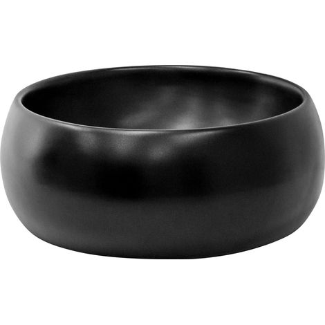 ML-Design Waschbecken aus Keramik in Schwarz matt Ø 400 x 155 mm, Runde Aufsatzwaschbecken, Moderne Waschtisch, Waschschale mit Abflussloch, Waschplatz Handwaschbecken, für Badezimmer / Gäste-WC