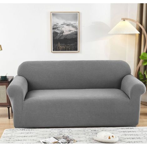Copridivano a 3 posti ultra morbidi ed eleganti per cani, animali domestici e gatti, in jacquard spandex antiscivolo per divano da soggiorno, 3 posti, grigio chiaro