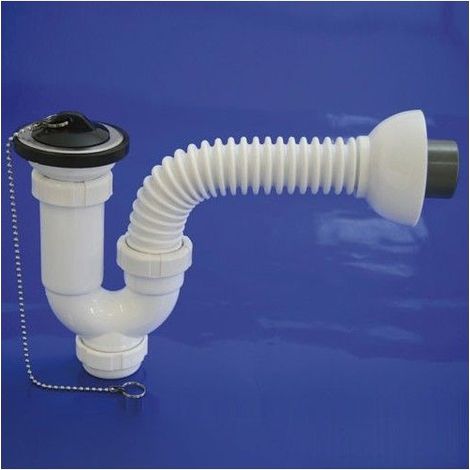 Siphon courbé extensible T-32-F Multiorientable 1 1/2, avec valve et bouchon.