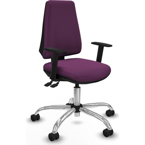 Elche AS similpiel morado brazos 1D base cromada ruedas nailon 65mm (1/5)