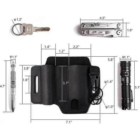 Étui de ceinture en cuir avec porte-clés, pour outils multifonctions, camping, pêche et usage quotidien.-AquaForge (1/3)