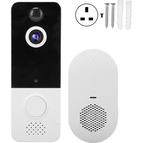 Sonnette vidéo sans fil 1080P, caméra WiFi avec stockage cloud, audio bidirectionnel, détecteur de mouvement pour sécurité domestique, prise UK. (1/5)