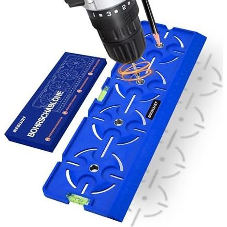 Multifunktions-Bohrschablone für Steckdosen, Unterputzdosen und Elektroinstallationen in Trockenbauwänden (blau) Blau - (1/5)