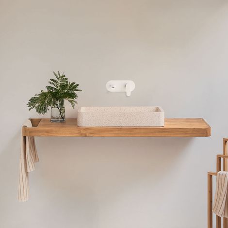 Ensemble meuble de salle de bain suspendu 130x45 cm en bois de teck Neill SKLUM