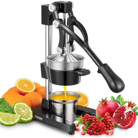Presse Agrumes Manuel, Presse Citron en Fonte, Presse Agrumes Commercial à Main pour Orange, Citron, Grenade, Pamplemousse, Presse Agrumes Facile à Nettoyer avec une Tasse en Acier Inoxydable (1/5)